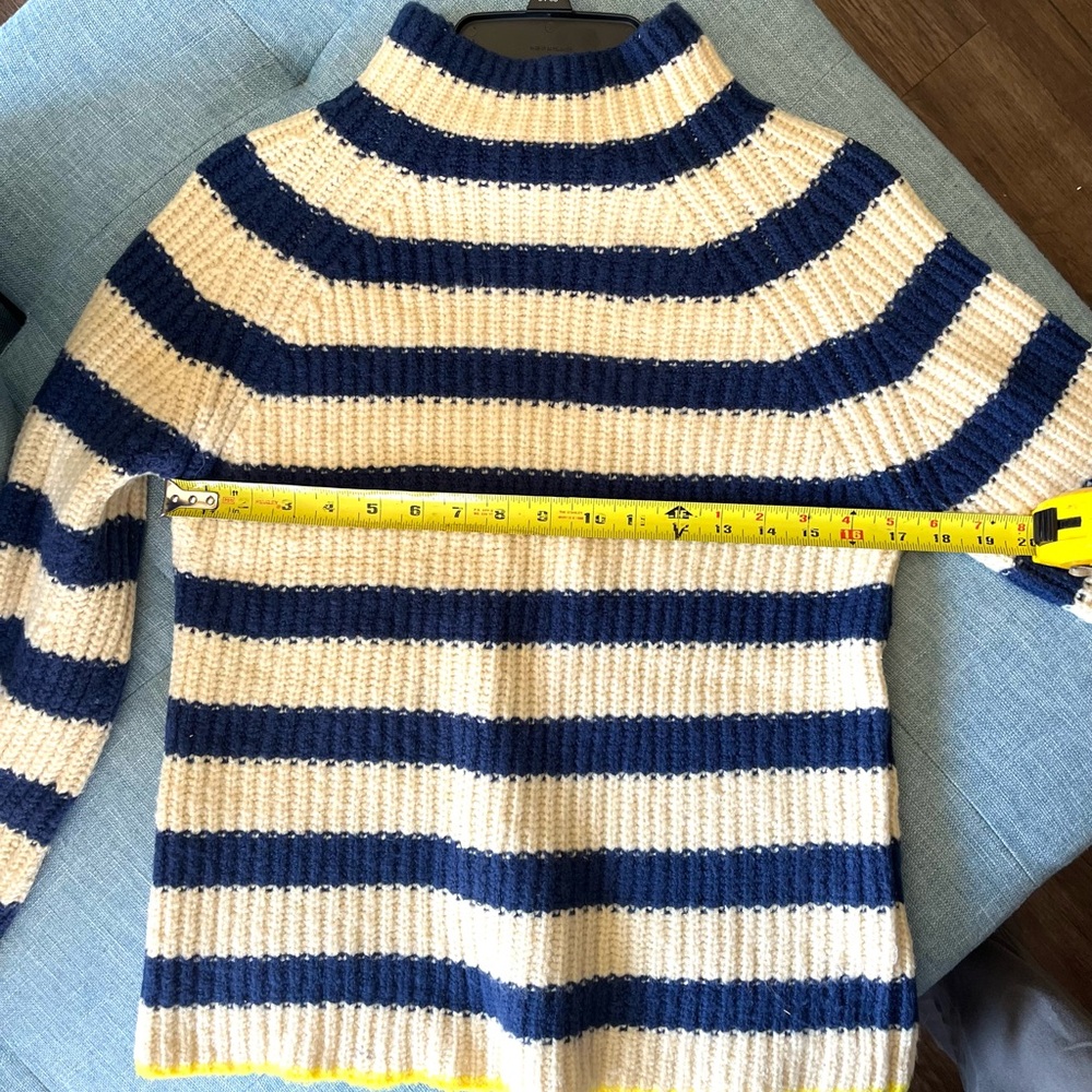 Maeve Anthropologie Navy & Cream Striped Turtleneck Sweater SZ S - Picture 8 of 10